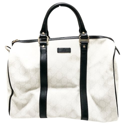 Pre-owned Gucci Square G Cloth Handbag In Ecru