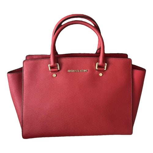 Pre-owned Michael Kors Adele Leather Handbag In Red