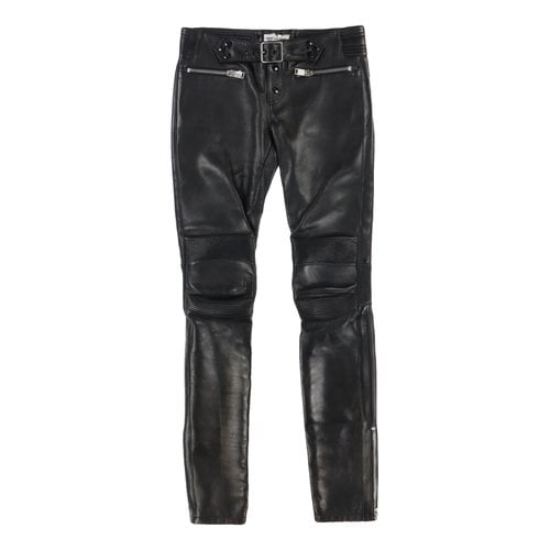Pre-owned Saint Laurent Leather Trousers In Black