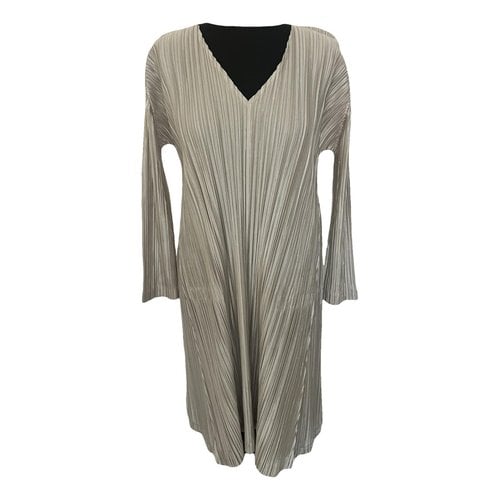 Pre-owned Pleats Please Mid-length Dress In Silver