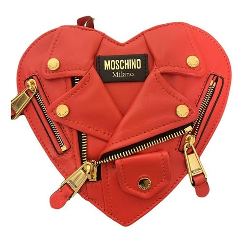 Pre-owned Moschino Biker Leather Handbag In Red