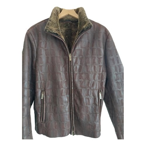 Pre-owned Giorgio Armani Leather Vest In Brown
