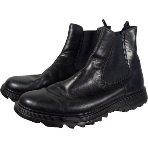 Pre-owned Prada Brixxen Leather Boots In Black