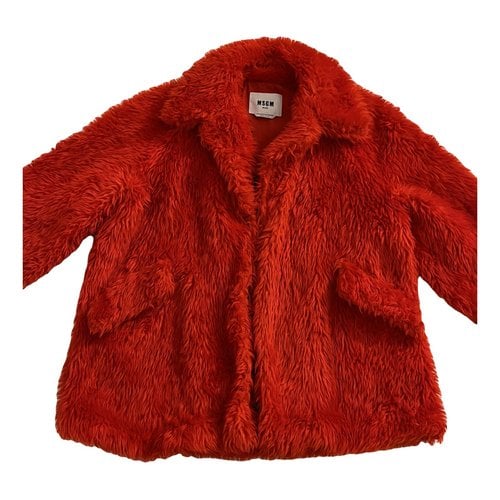 Pre-owned Msgm Faux Fur Coat In Red