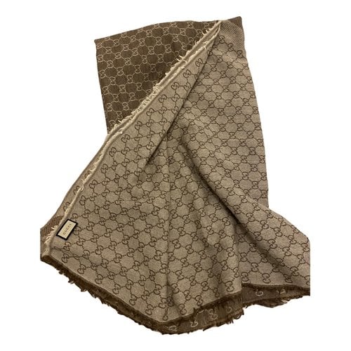 Pre-owned Gucci Wool Stole In Beige