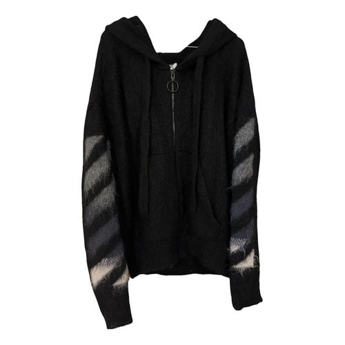 Pre-owned Off-white Cashmere Cardigan In Black