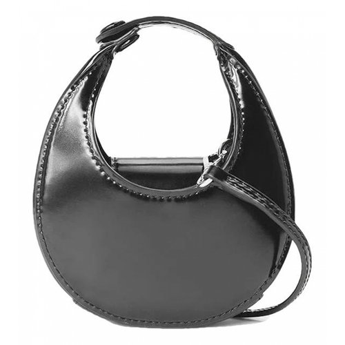 Pre-owned Staud Moon Leather Handbag In Black