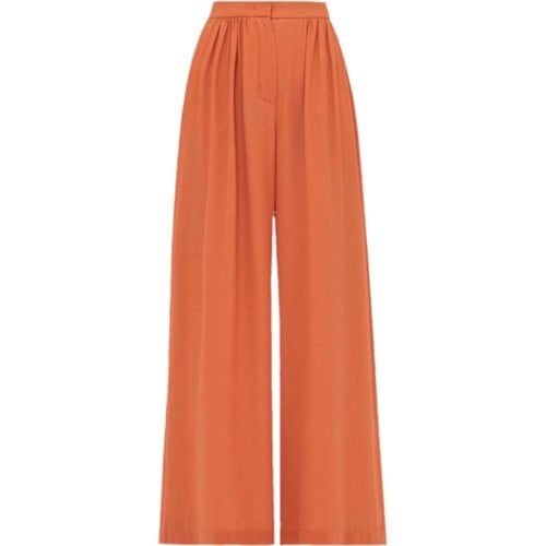 Pre-owned Max Mara Atelier Silk Straight Pants In Orange