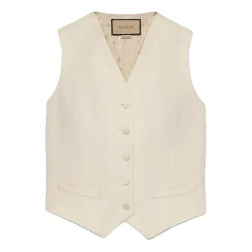 Pre-owned Gucci Wool Short Vest In Ecru