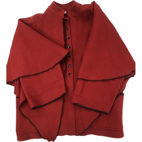 Pre-owned Roccobarocco Wool Cape In Red