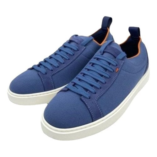 Pre-owned Santoni Cloth Low Trainers In Blue