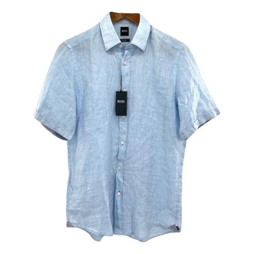 Pre-owned Hugo Boss Linen Shirt In Blue