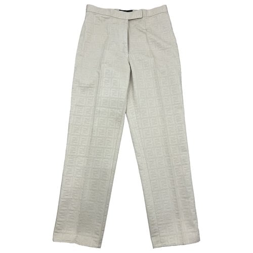 Pre-owned Fendi Straight Pants In Beige