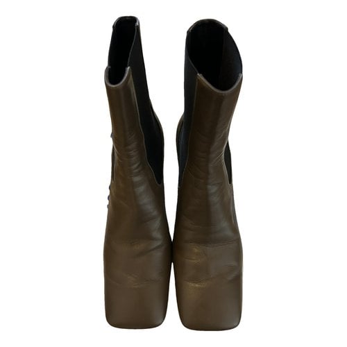 Pre-owned Proenza Schouler Leather Riding Boots In Khaki