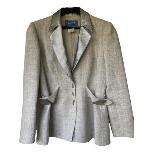 Pre-owned Mugler Linen Suit Jacket In Grey