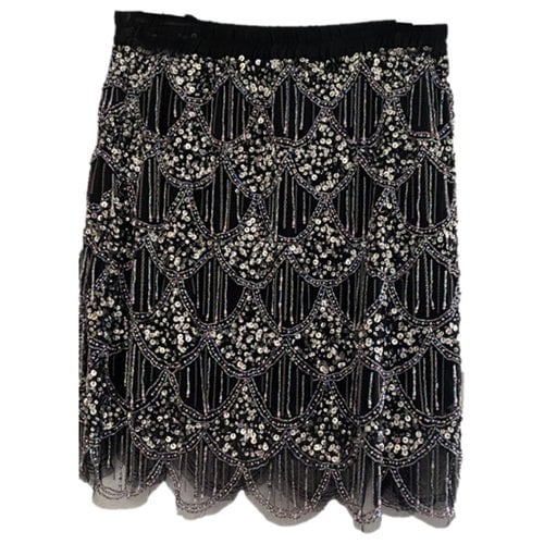 Pre-owned Guess Glitter Mid-length Skirt In Black