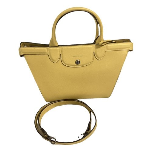 Pre-owned Longchamp Heritage Leather Handbag In Yellow