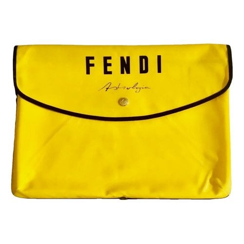 Pre-owned Fendi Clutch Bag In Yellow