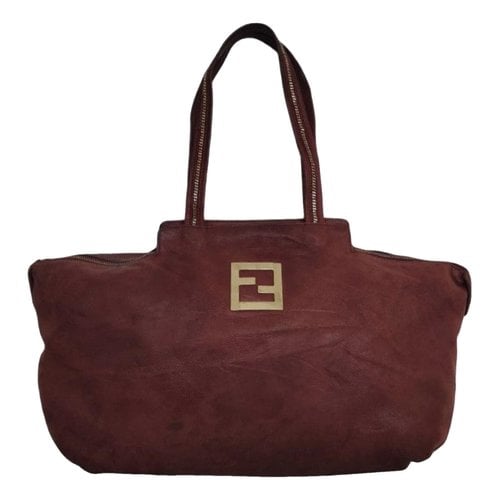 Pre-owned Fendi Leather Tote In Burgundy