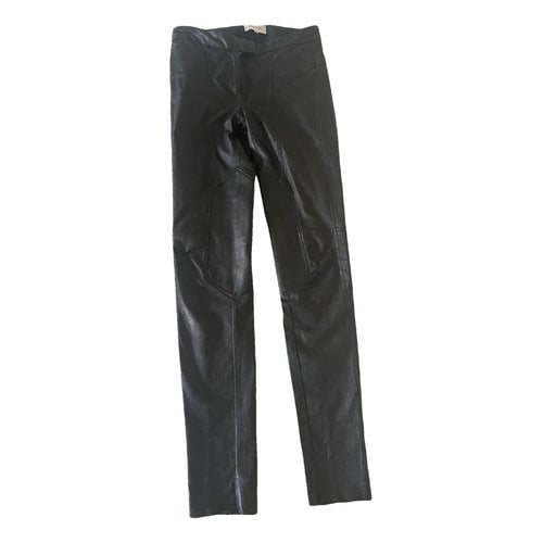 Pre-owned Rue Du Mail Leather Trousers In Black