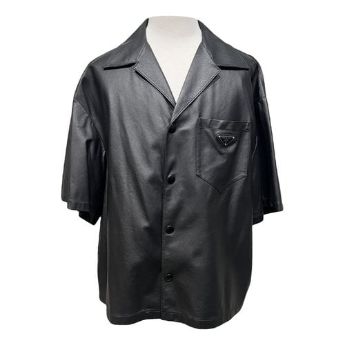Pre-owned Prada Leather Shirt In Black