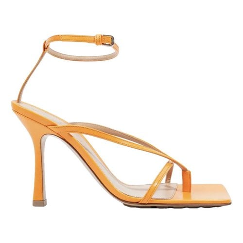 Pre-owned Bottega Veneta Stretch Leather Heels In Orange