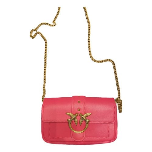 Pre-owned Pinko Love Bag Leather Clutch Bag In Pink