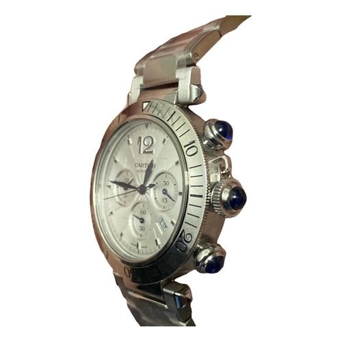Pre-owned Cartier Pasha Ceramic Watch In Silver