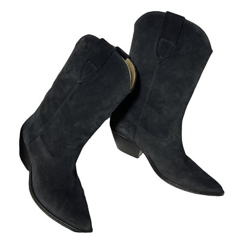 Pre-owned Isabel Marant Duerto Western Boots In Navy