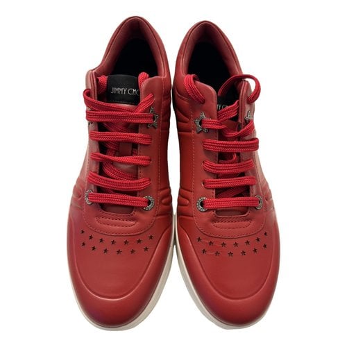 Pre-owned Jimmy Choo Leather Low Trainers In Red