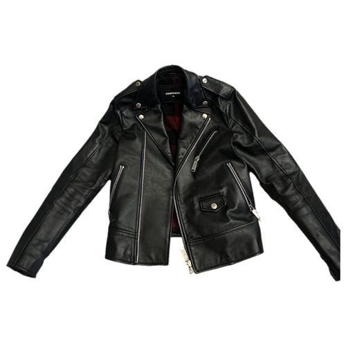 Pre-owned Dsquared2 Leather Jacket In Black