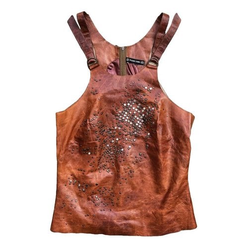 Pre-owned Plein Sud Leather Vest In Brown