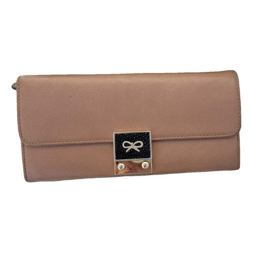 Pre-owned Anya Hindmarch Leather Purse In Beige
