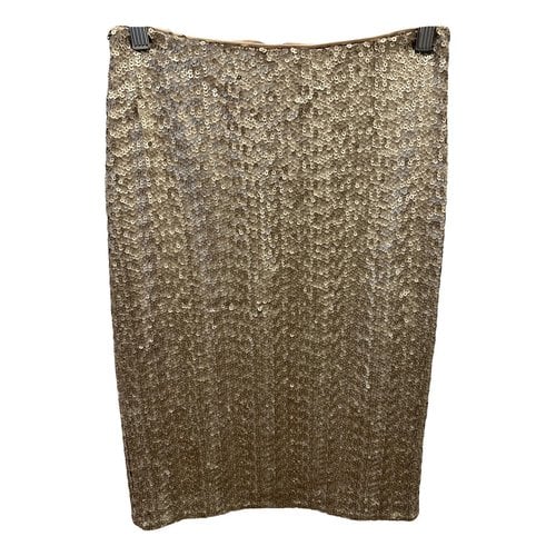 Pre-owned Alice And Olivia Glitter Mid-length Skirt In Gold