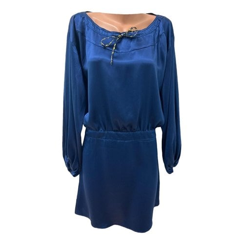 Pre-owned Just Cavalli Silk Mid-length Dress In Blue