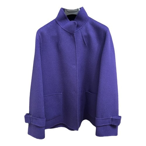 Pre-owned Carolina Herrera Wool Peacoat In Purple