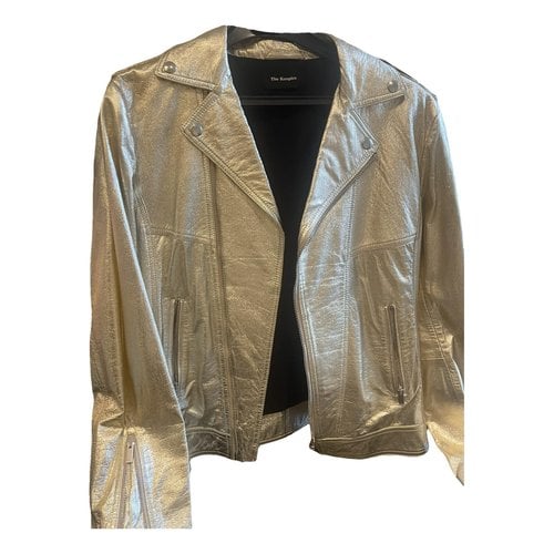 Pre-owned The Kooples Leather Biker Jacket In Gold