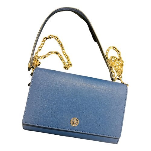 Pre-owned Tory Burch Leather Clutch Bag In Blue