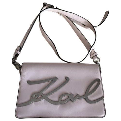 Pre-owned Karl Lagerfeld Leather Handbag In Beige