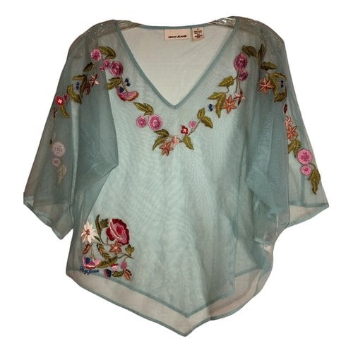 Pre-owned Dkny Top In Turquoise