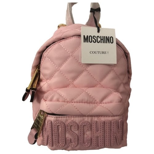 Pre-owned Moschino Leather Backpack In Pink