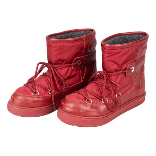 Pre-owned Moncler Leather Snow Boots In Red