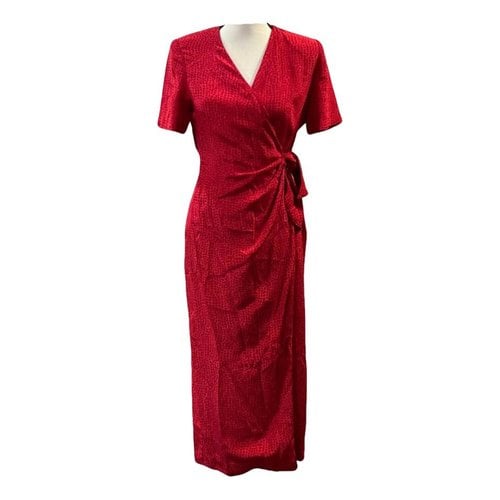 Pre-owned Adrianna Papell Silk Maxi Dress In Red