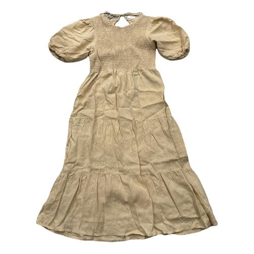 Pre-owned Faithfull The Brand Linen Maxi Dress In Beige