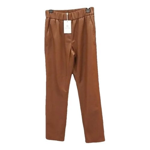 Pre-owned Anine Bing Vegan Leather Trousers In Brown