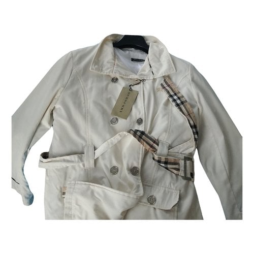 Pre-owned Burberry Camden Trench Coat In White