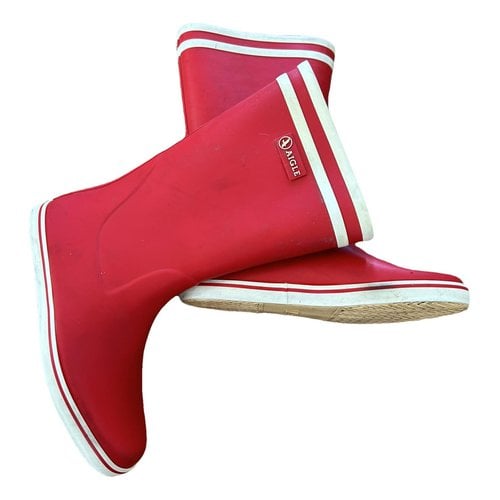 Pre-owned Aigle Wellington Boots In Red