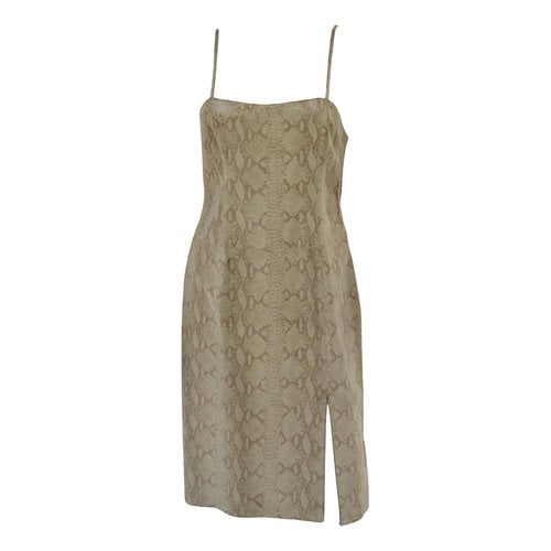 Pre-owned Blumarine Leather Mid-length Dress In Beige