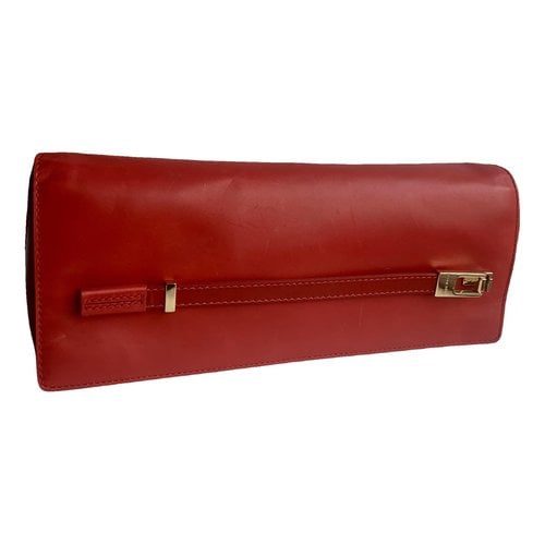 Pre-owned Hugo Boss Leather Clutch Bag In Red