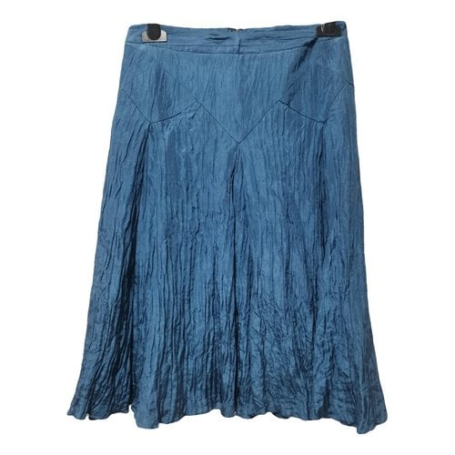 Pre-owned Versace Silk Mid-length Skirt In Blue